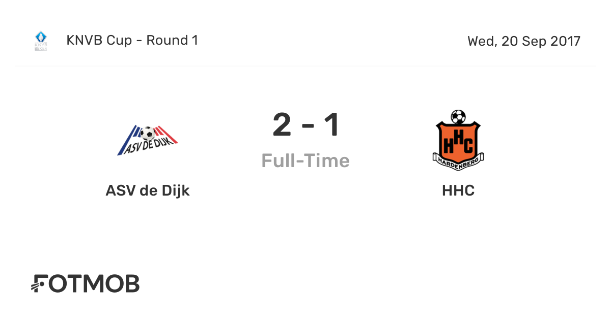 ASV de Dijk vs HHC - live score, predicted lineups and H2H stats.